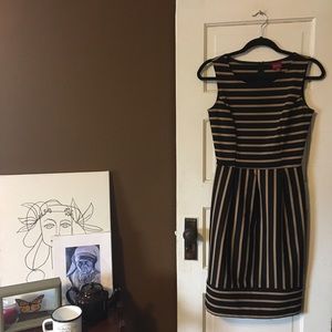 Tan & Black Striped Dress