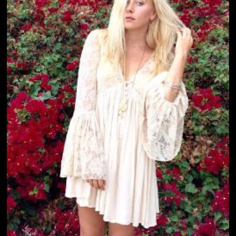 Free People India Bell Sleeve Lace Dress- XS