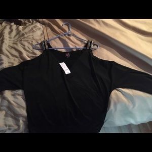 Woman's cold shoulder beaded blouse