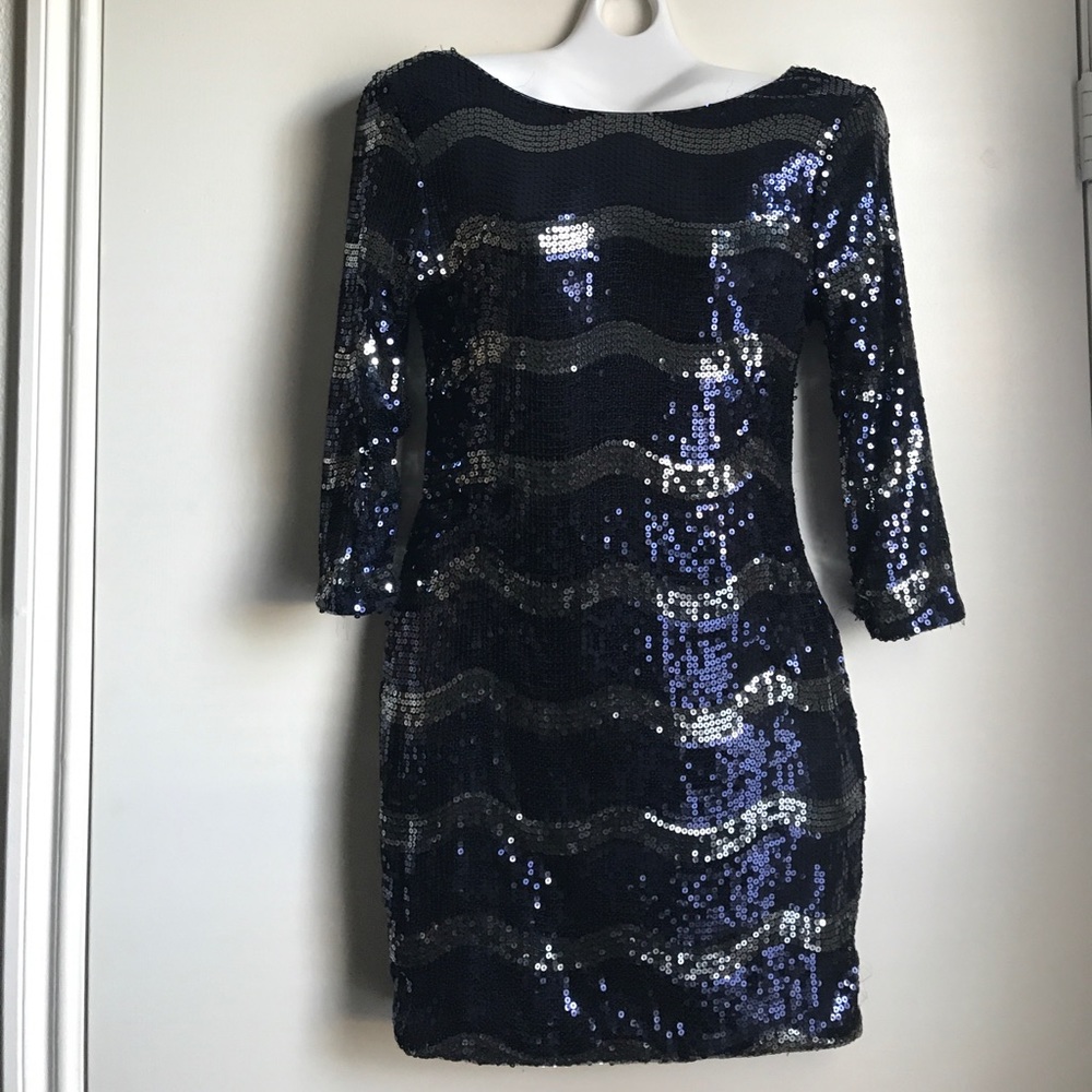 Navy blue & Silver sequin dress