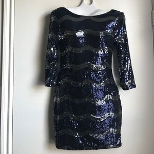 Navy blue & Silver sequin dress
