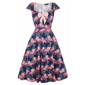 Lady Vintage London Isabella flamingo pinup dress