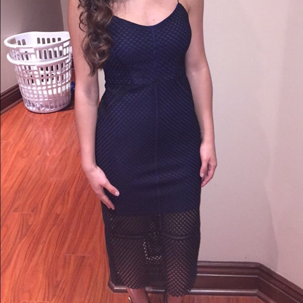 Navy blue and black midi dress worn only once