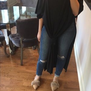 Camel Fur Slip On Loafers/Mules