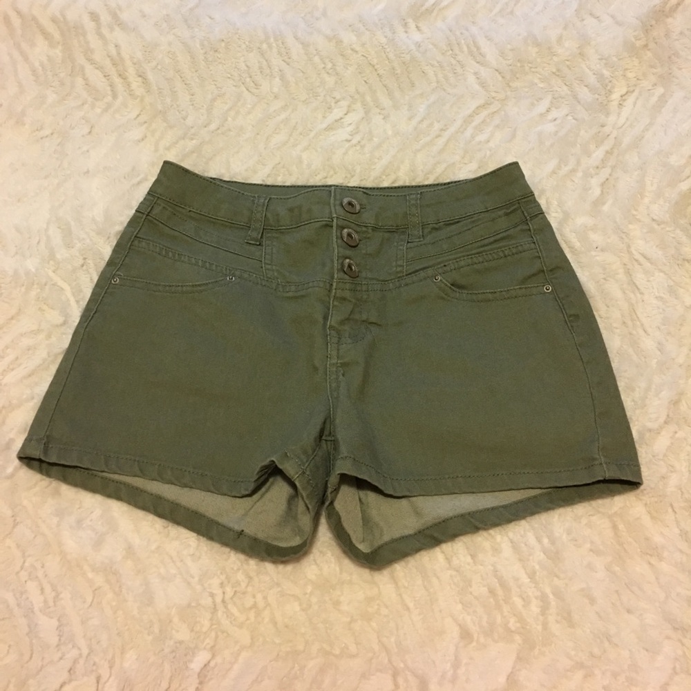 Green Denim Shorts