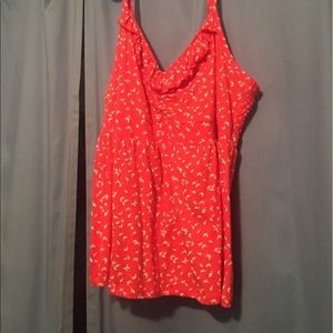 Torrid Bird Print Coral Babydoll Top