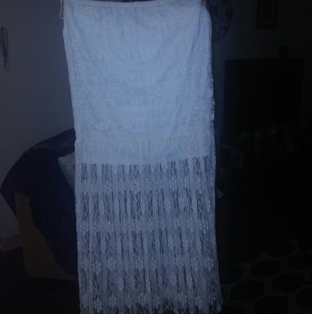 Long lace skirt silk underneath