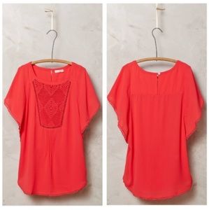 Anthropologie Anele Blouse in Coral, size Small