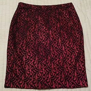 Red & Black lace skirt- The Limited