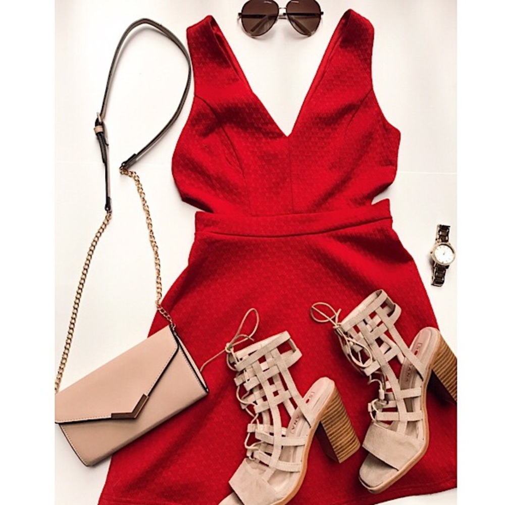 Forever 21 Red Cut-out Dress