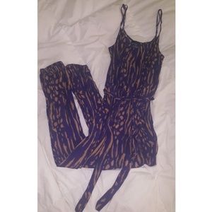 Forever 21 Purple & Tan Jumpsuit