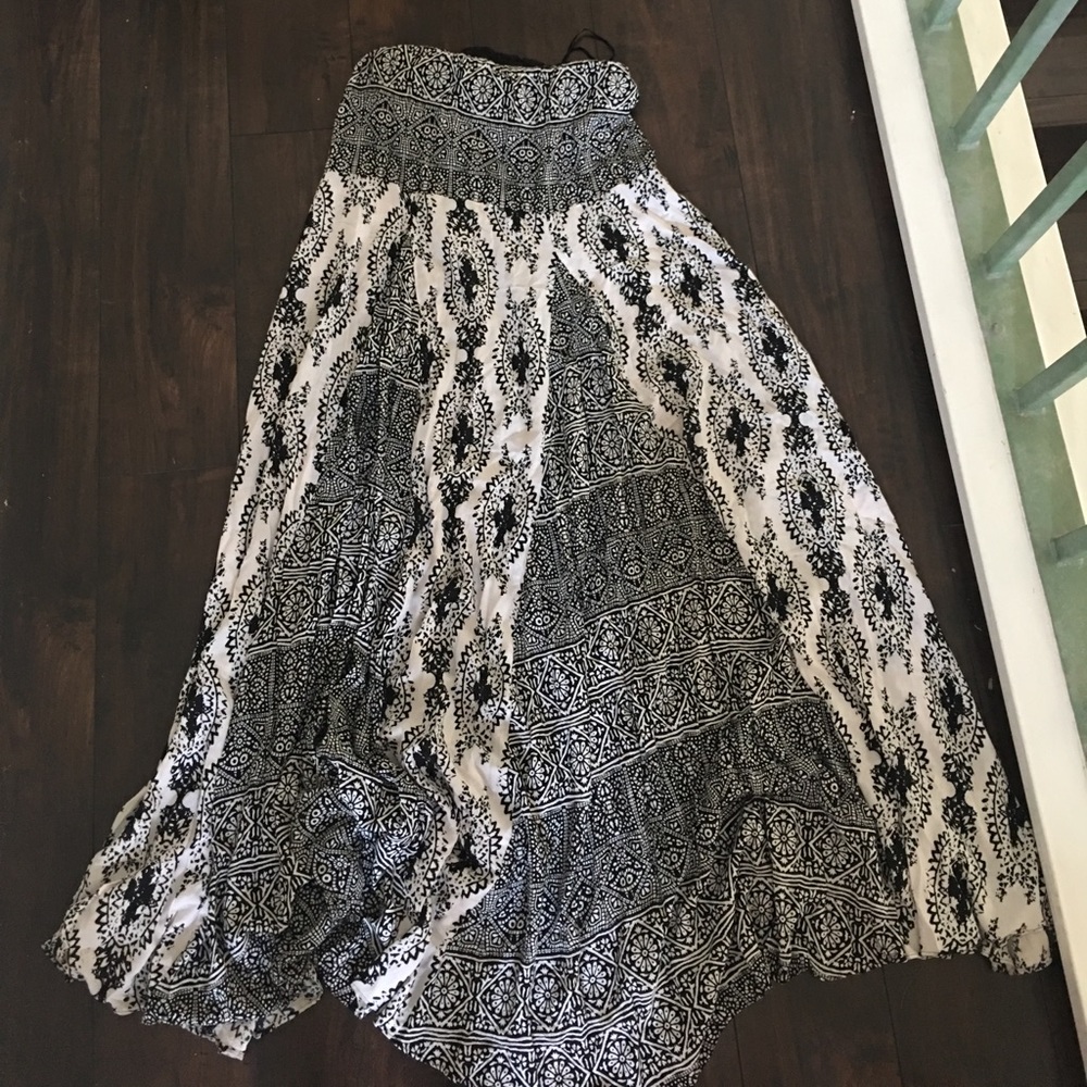 Free people black white tube tope maxi dress