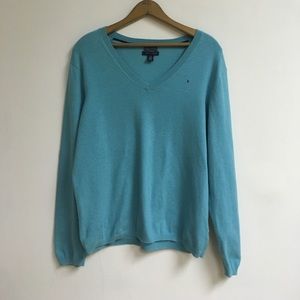 Tommy Hilfiger turquoise v neck sweater
