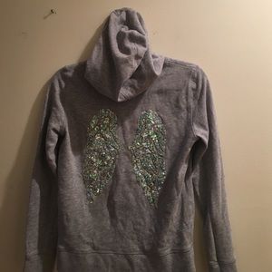 Victoria's Secret grey zip hoodie with Angel wings
