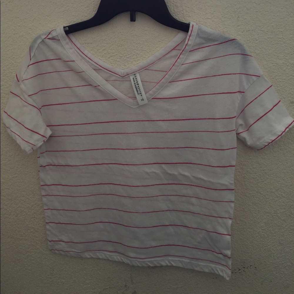 White & Pink striped t-shirt size XS