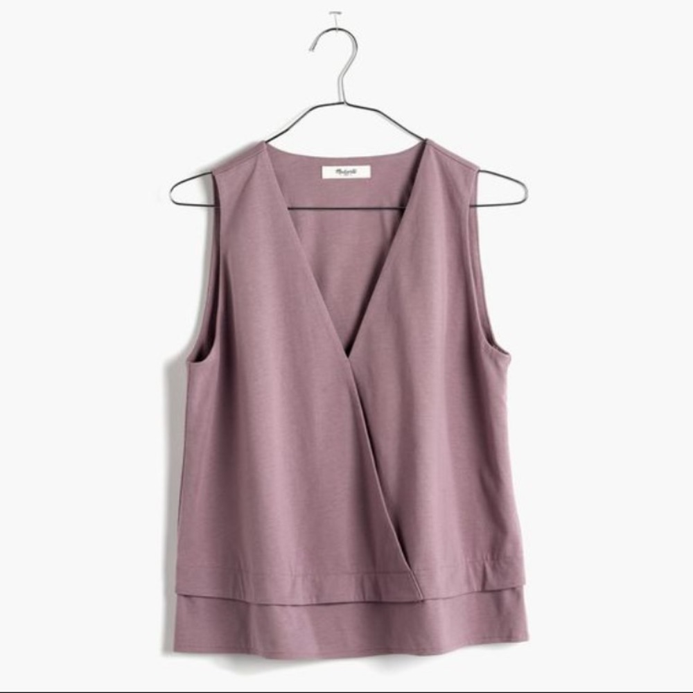 Madewell Across V-Neck Tank Top in Mauve