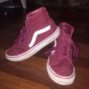 Red/maroonish high top vans!