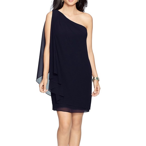 Lauren Ralph Lauren Dresses & Skirts - 🔥SALE🔥 Navy Grecian One Shoulder Cocktail Dress