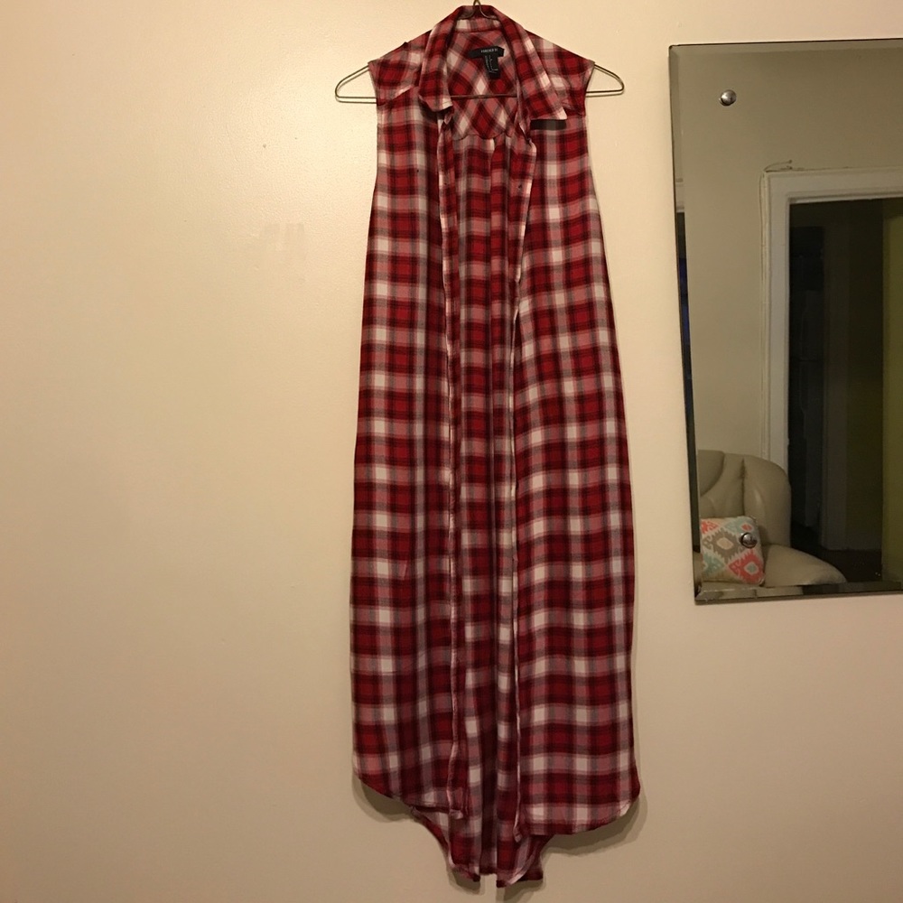 Plaid sleeveless shirt