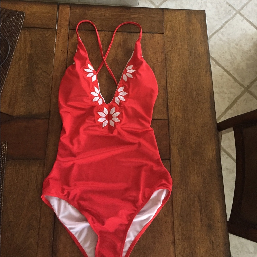 SOLD! Embroidered one piece bathing suit 👙