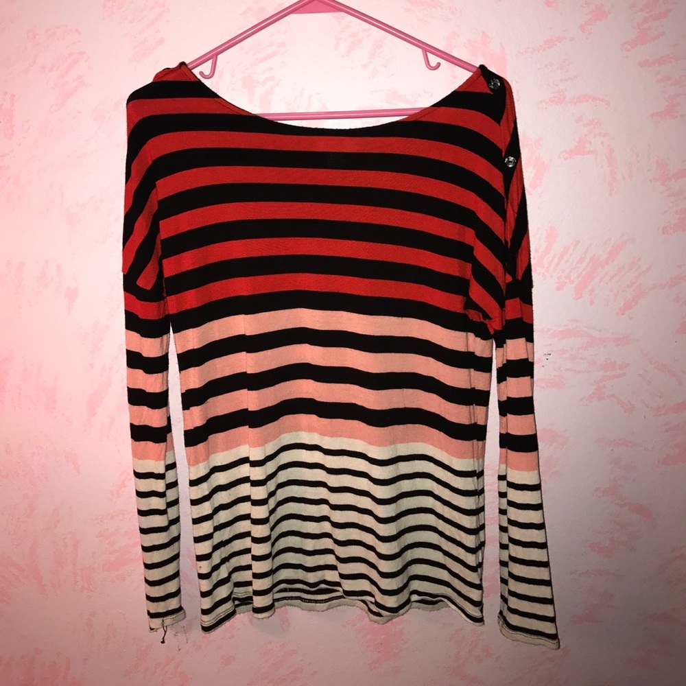 Red, pink, white long sleeve top