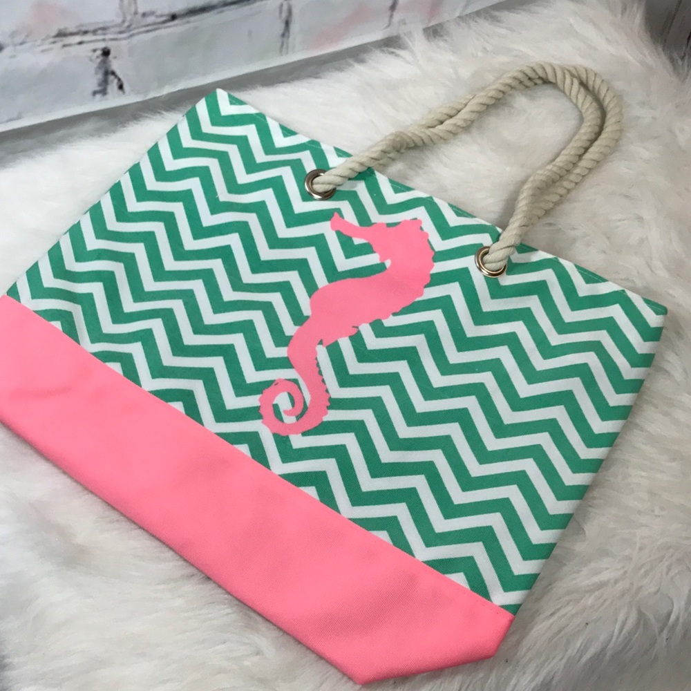 Nautical Rope Strap Seahorse Tote