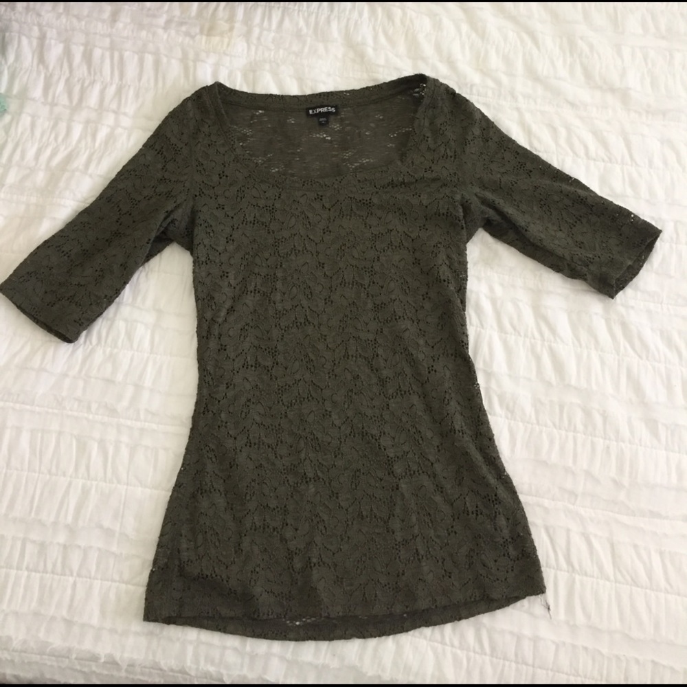 Olive fitted lace Express top!