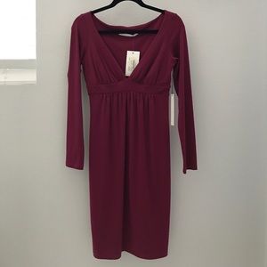Susana Monaco Deep V Long Sleeve Dress ( NWT )