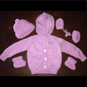 Knitted handmade little girls set