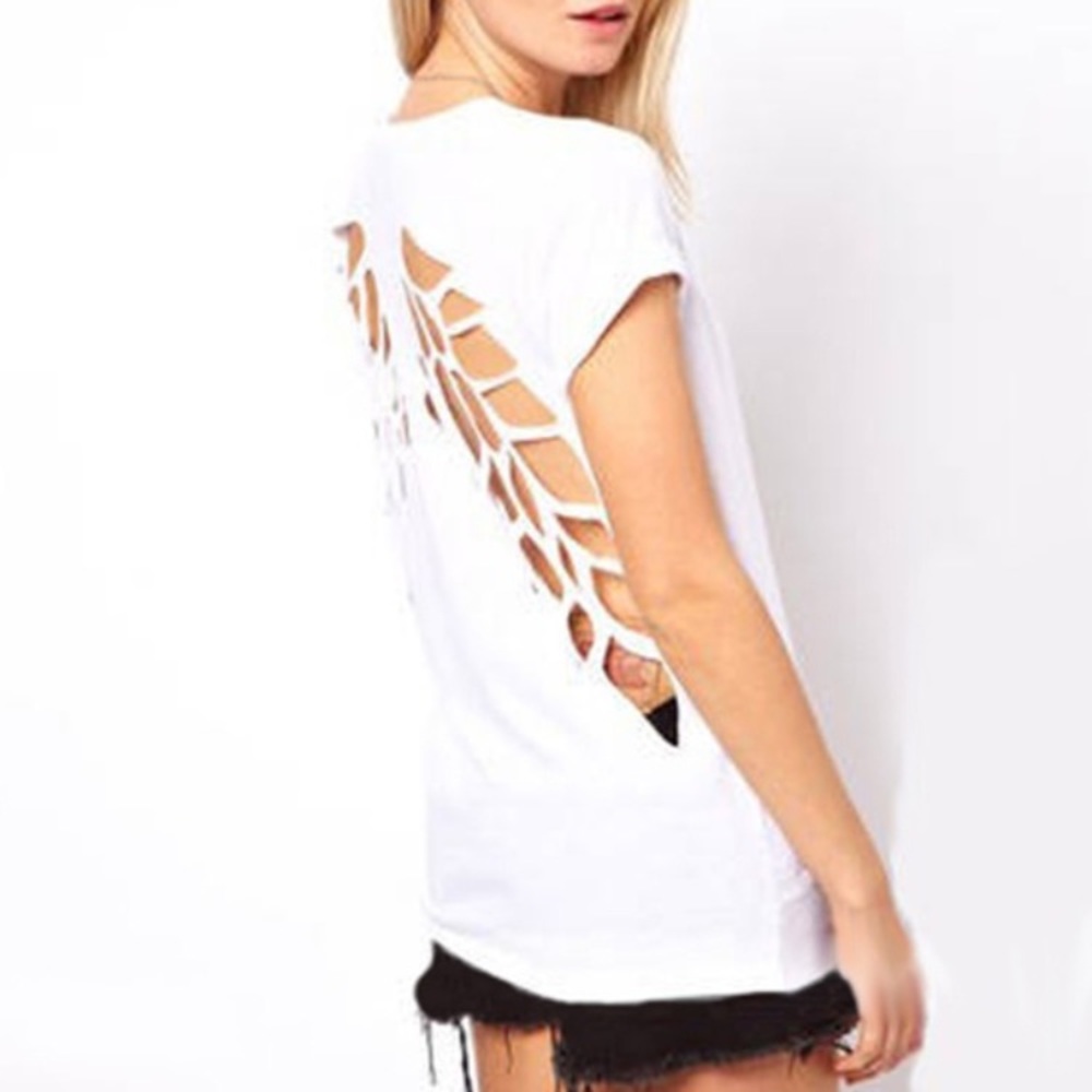 Sold!!!😇HotONTrend☝️!😇WhiteAngelWingCutoutTee😇