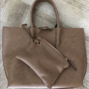 Street Level Taupe Leather Handbag