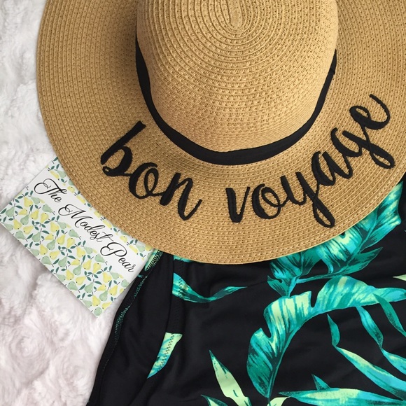 Embroidered Straw Hat- Bon Voyage - Picture 2 of 4