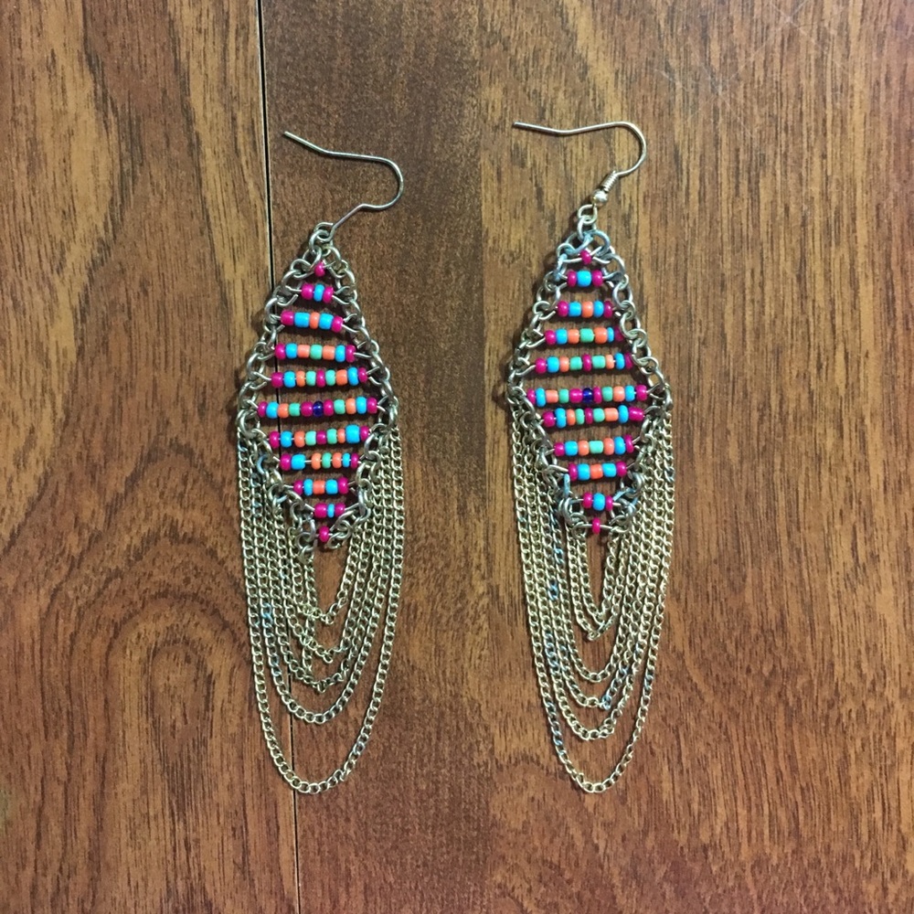 Multicolor bead chandelier earrings