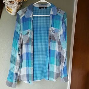 Worn in plaid button down