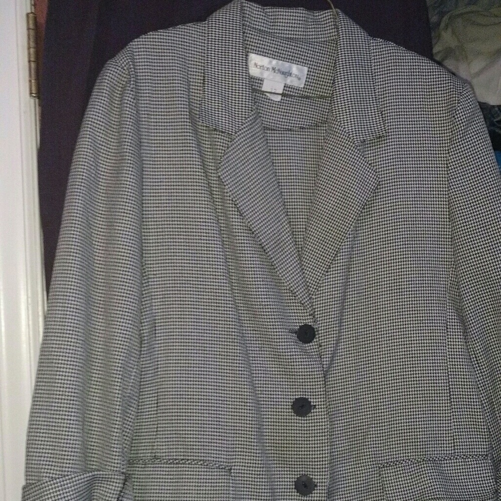 Black/white unlined blazer by Norton McNaughton.