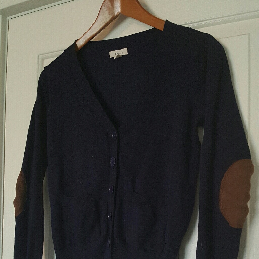 Debut Cardigan With Faux Suede Elbow Patches