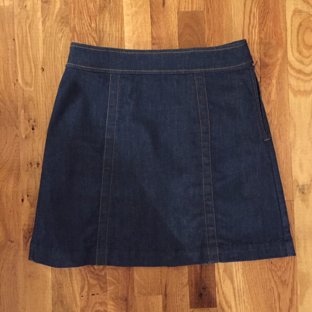 LOFT Denim Shift Skirt in Refined Mid Indigo Wash