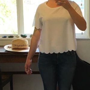 Topshop scallop cut white tee