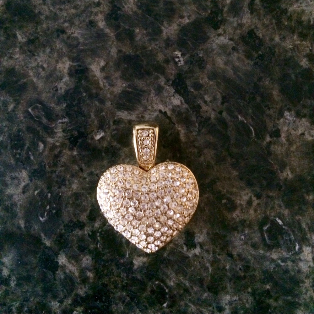 Gold tone pave crystal heart