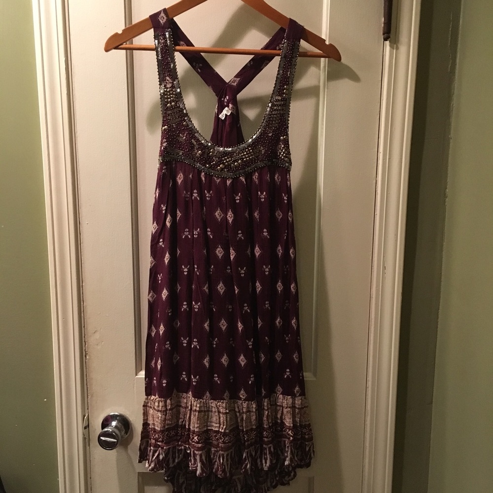 Boho embellished razorback tunic-dress