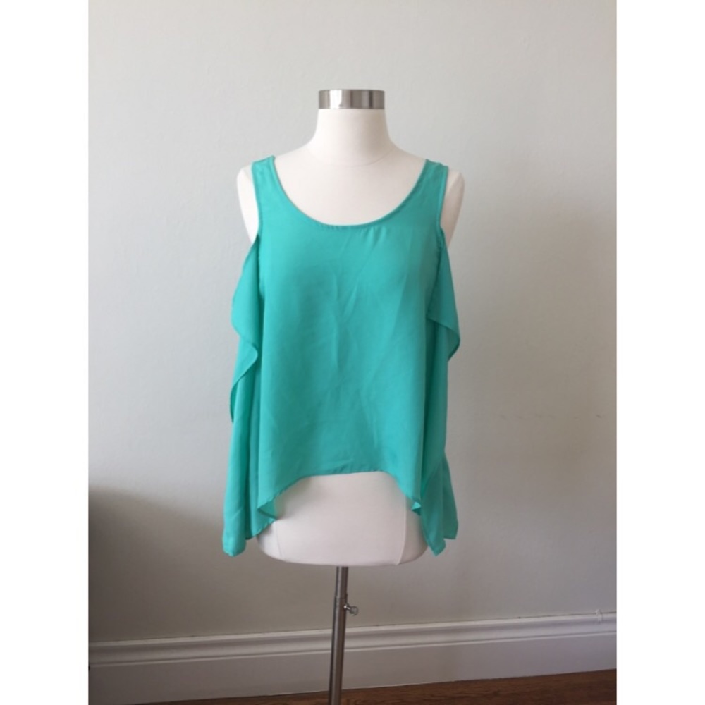 BCBG ruffle hi-low tank top, mint green  NWOT