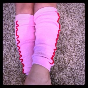 💖Pink leggings with red piping💖