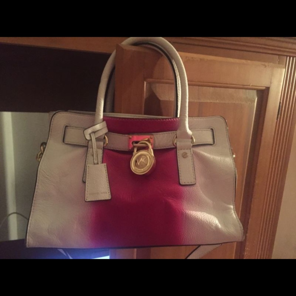 Michael Kors Leather HAMILTON White Spray Purse