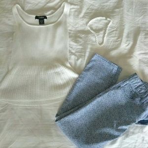 Express White Knit Peplum Top
