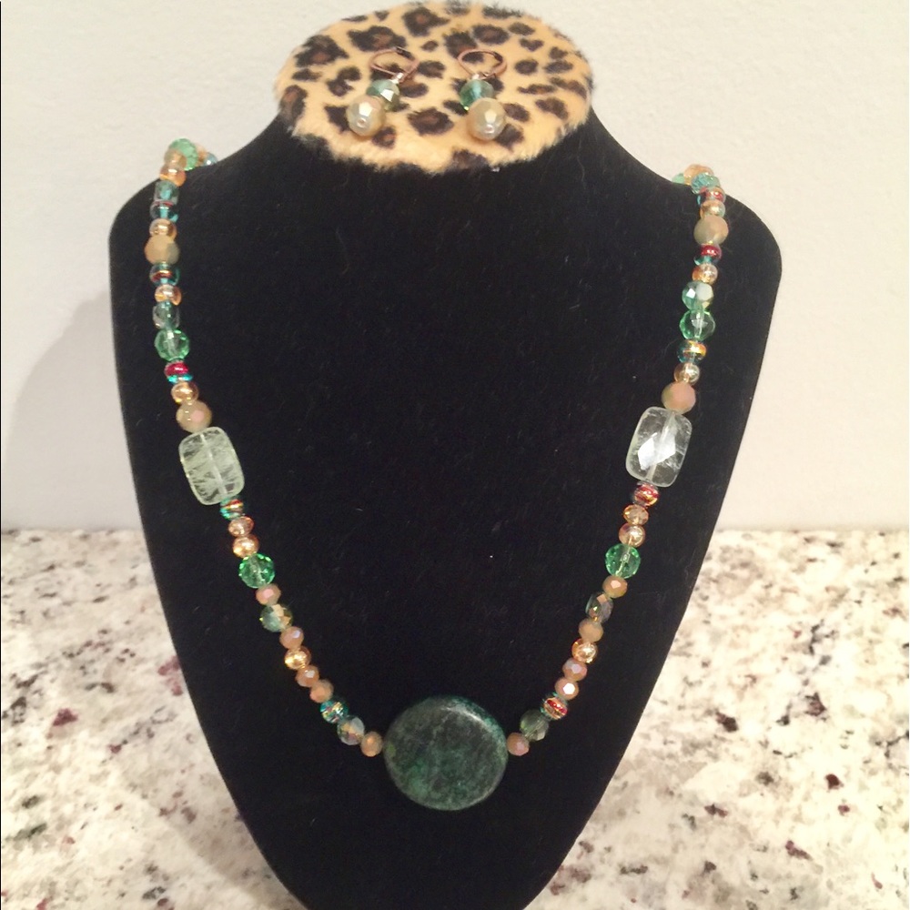 Turquoise and crackle quartz jewelry set