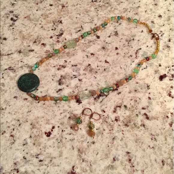 Turquoise and crackle quartz jewelry set - Picture 3 of 3