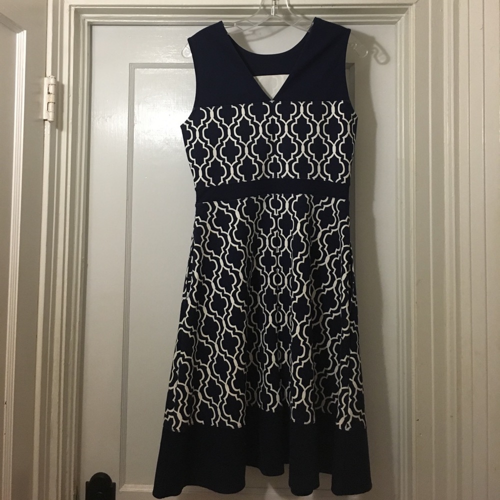 Blue and white dress