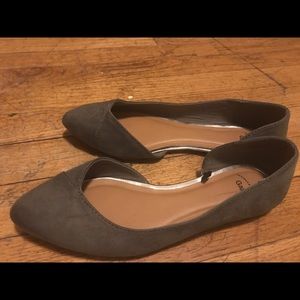 GAP suede grey pointed toe, d'orsay cutout flats 6