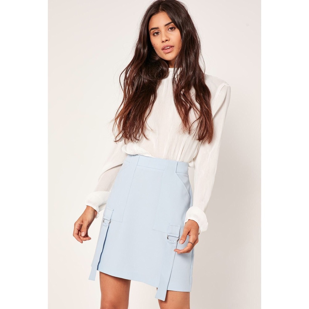 Blue Mini Skirt with Parachute Straps