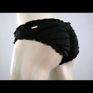 Victoria's Secret Black Ruffled Bikini Bottoms